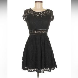 H& M Divided Fit& Flare style black lacy dress with cute cutouts!
